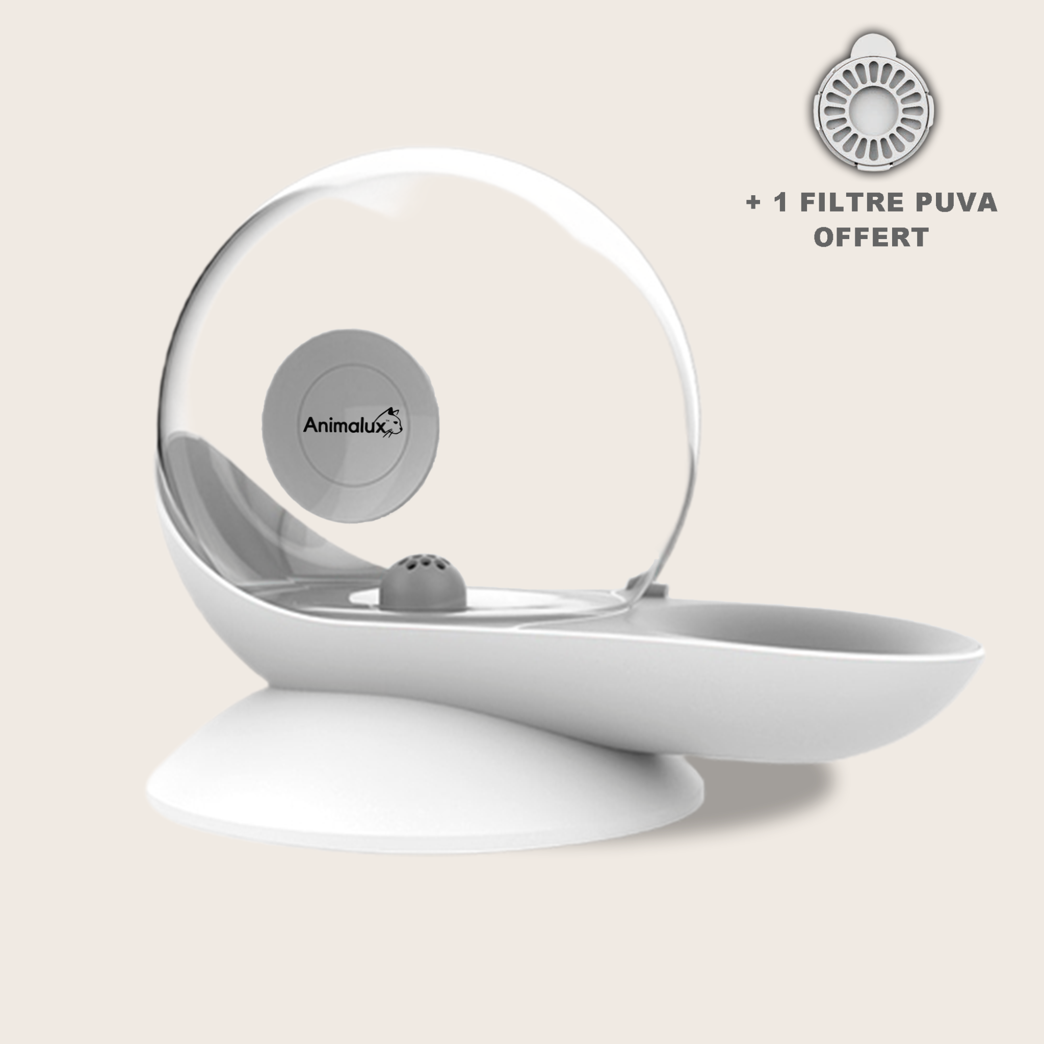 Fontaine a Eau Chat Aquafons Gris Animalux #couleur_gris-perle