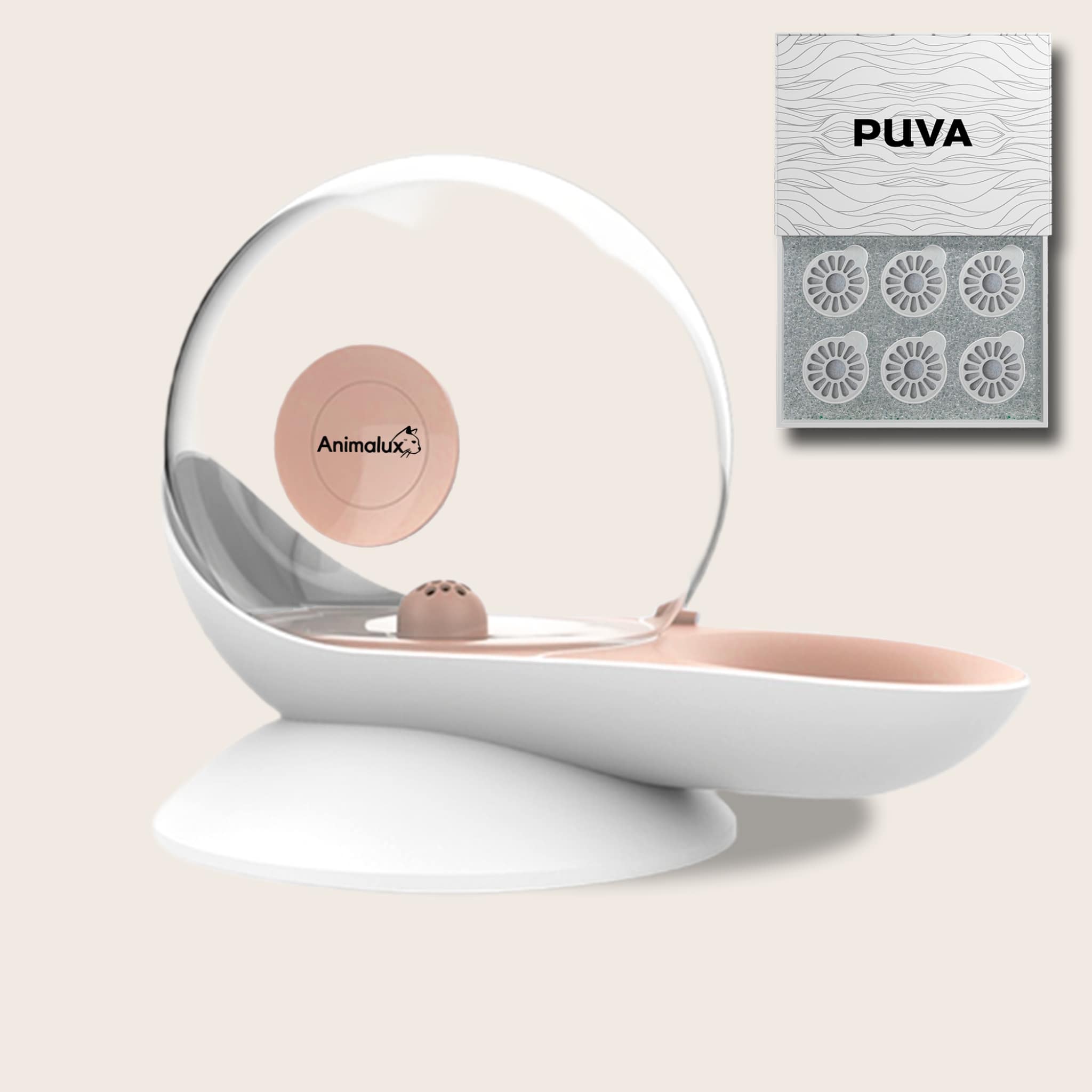 Fontaine Aquafons Rose Filtre Puva Animalux #couleur_rose saumo